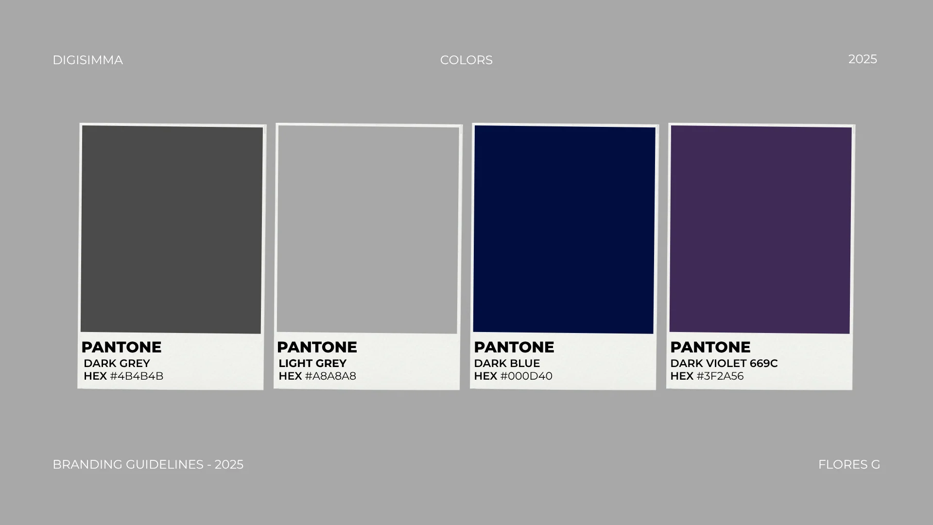 Planche de la palette du branding Flores G. Joaillerie, livrable reel