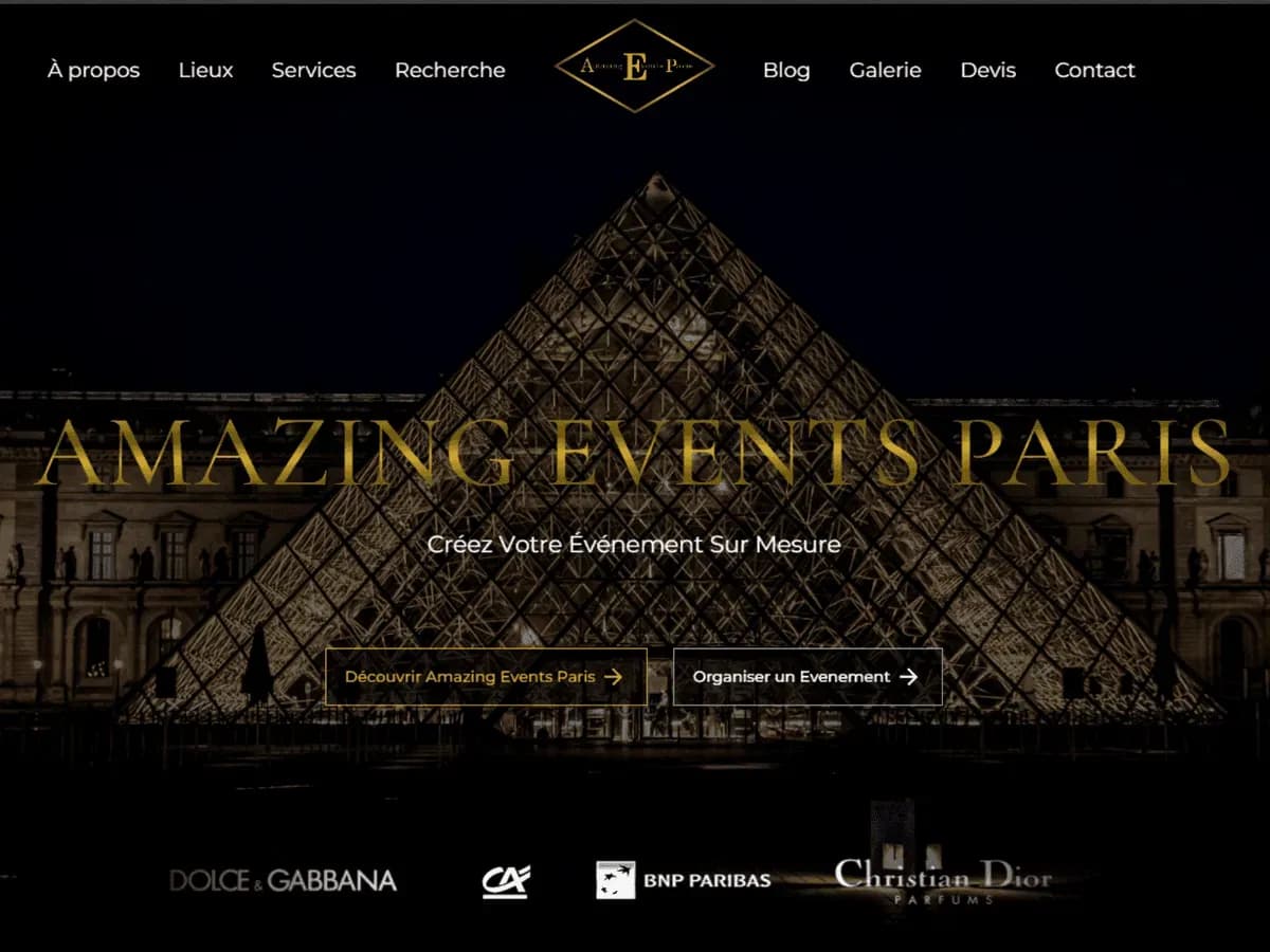 Amazing Events Paris, site événementiel premium et mise en avant des prestations