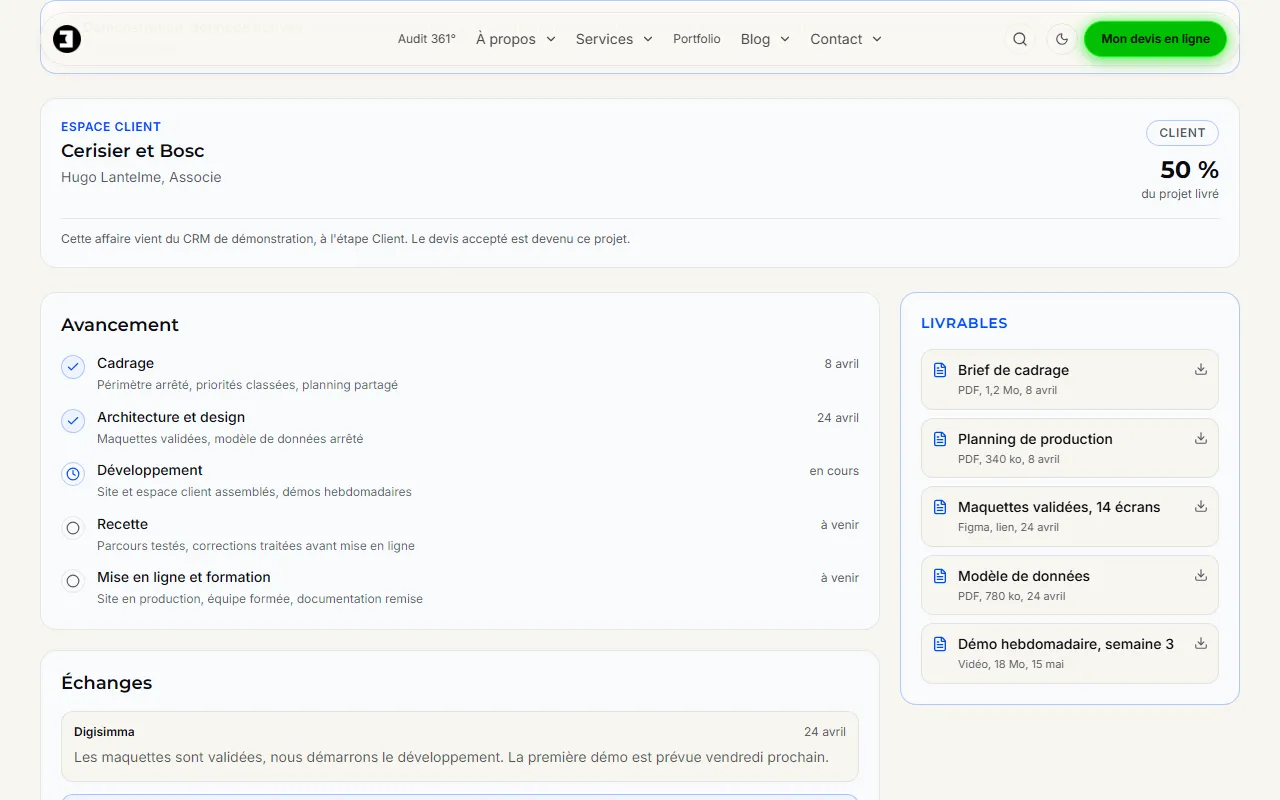 Aperçu du projet Portail client