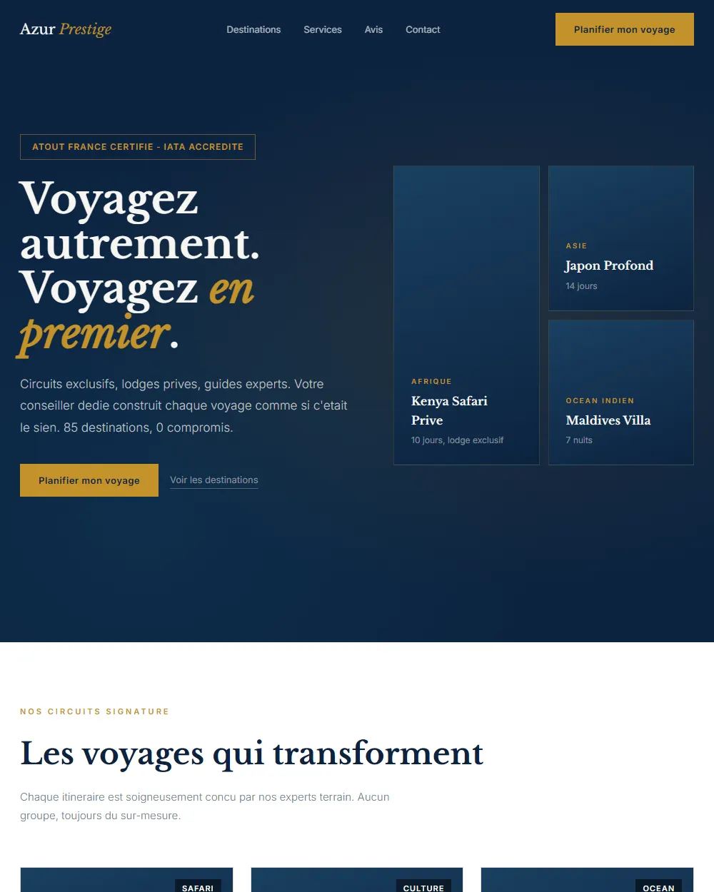 Capture complete du template Atelier des Voyages