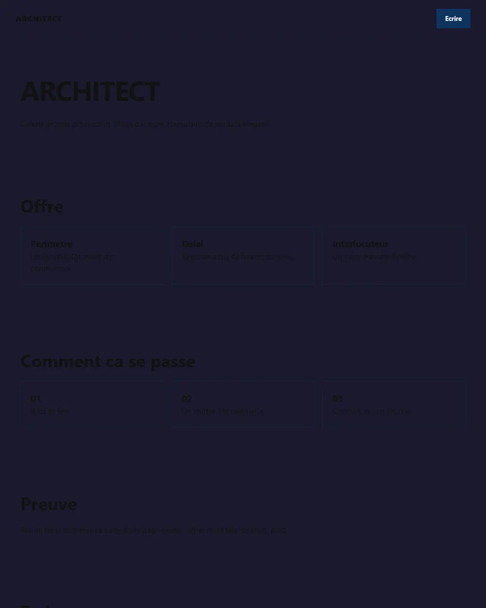 Capture complete du template ARCHITECT