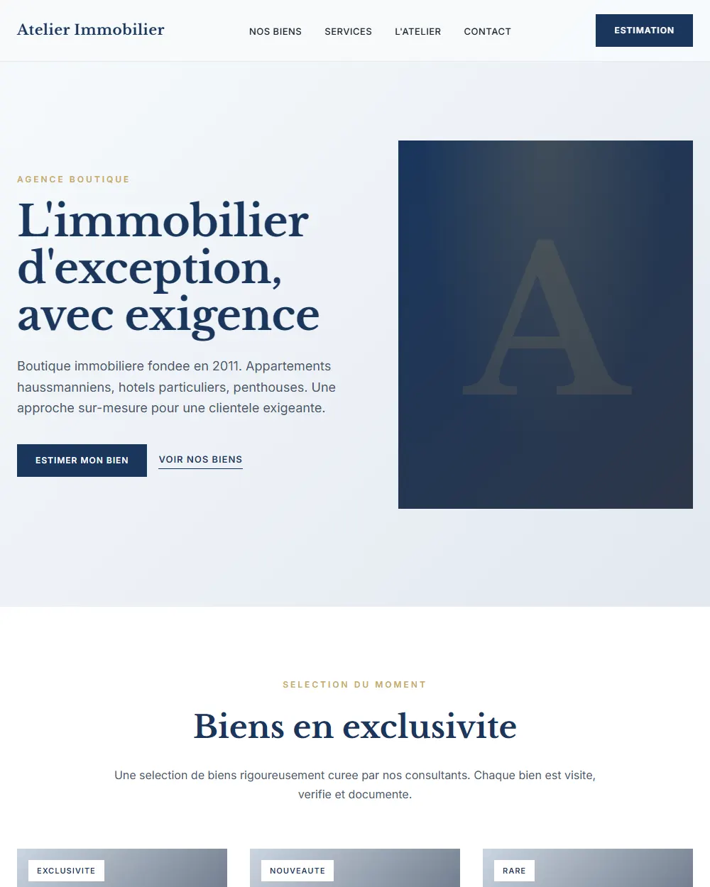Capture complete du template Atelier Immobilier