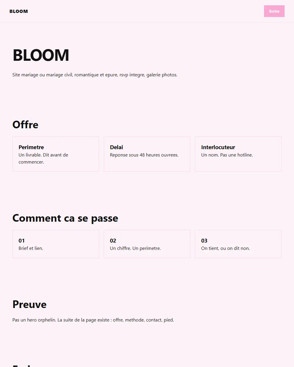 Capture complete du template BLOOM