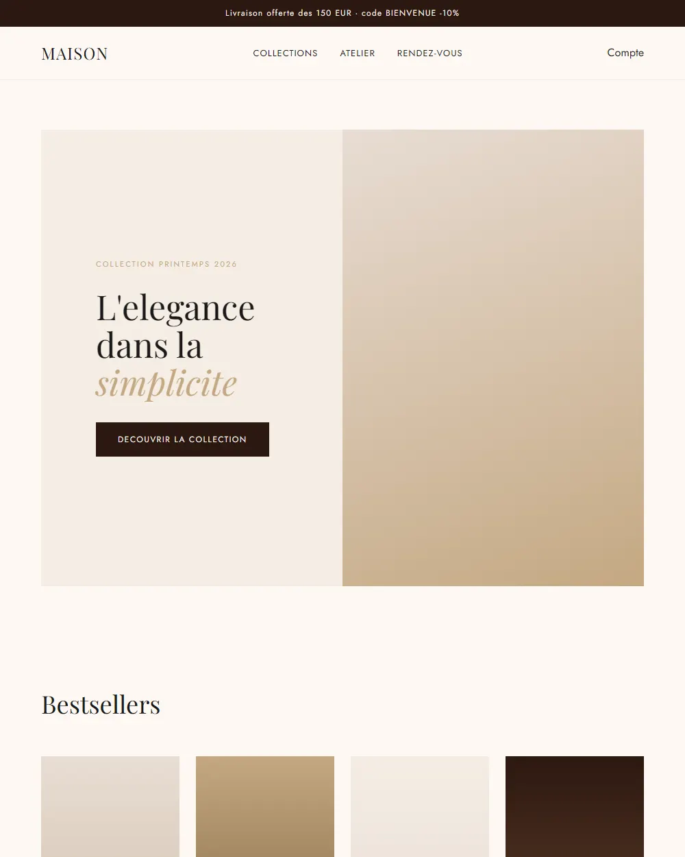 Capture complete du template BOUTIQUE LUXE