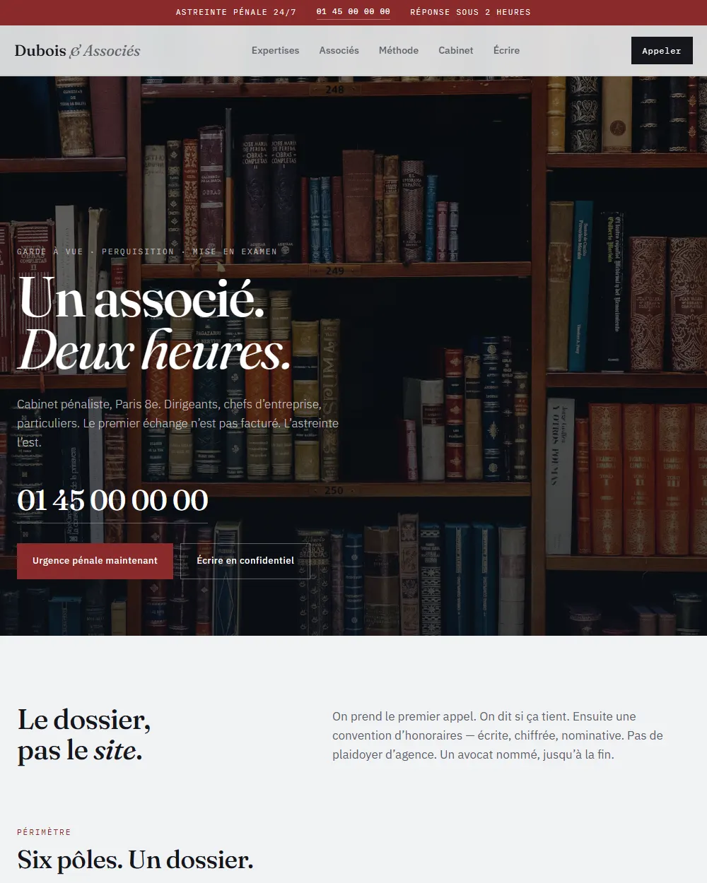 Capture complete du template Maitre Dubois & Associes