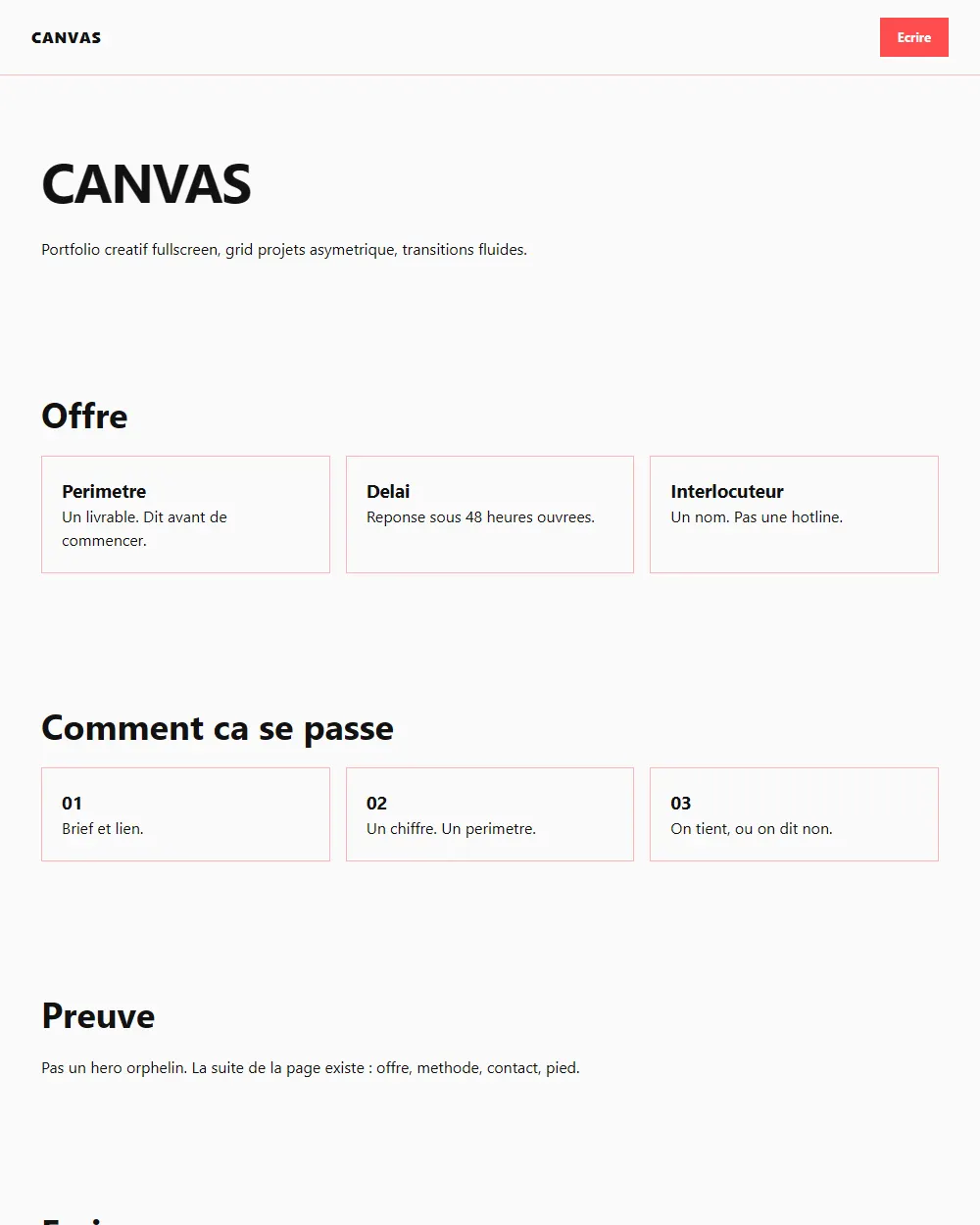 Capture complete du template CANVAS