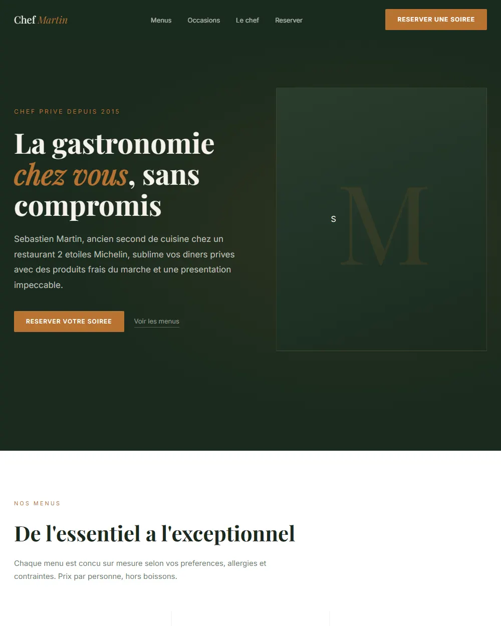 Capture complete du template Chef Prive