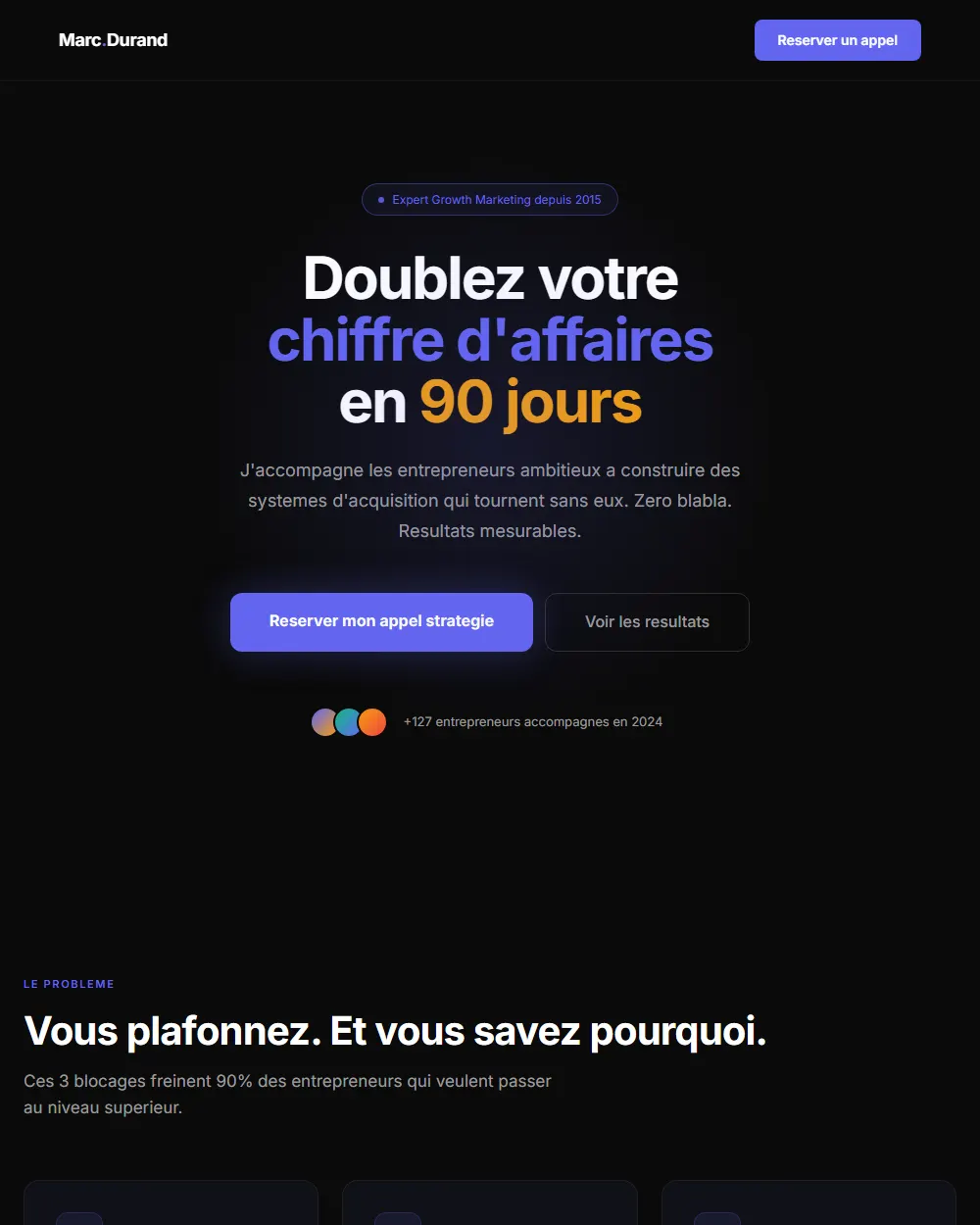 Capture complete du template DEMO -- Coach Expert