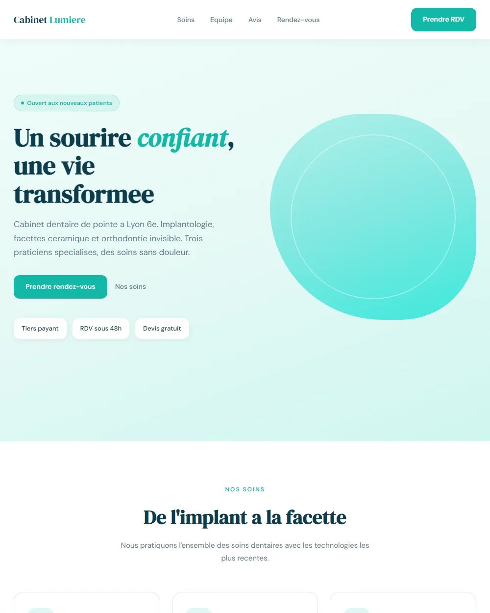 Capture complete du template Cabinet Dentaire Moderne