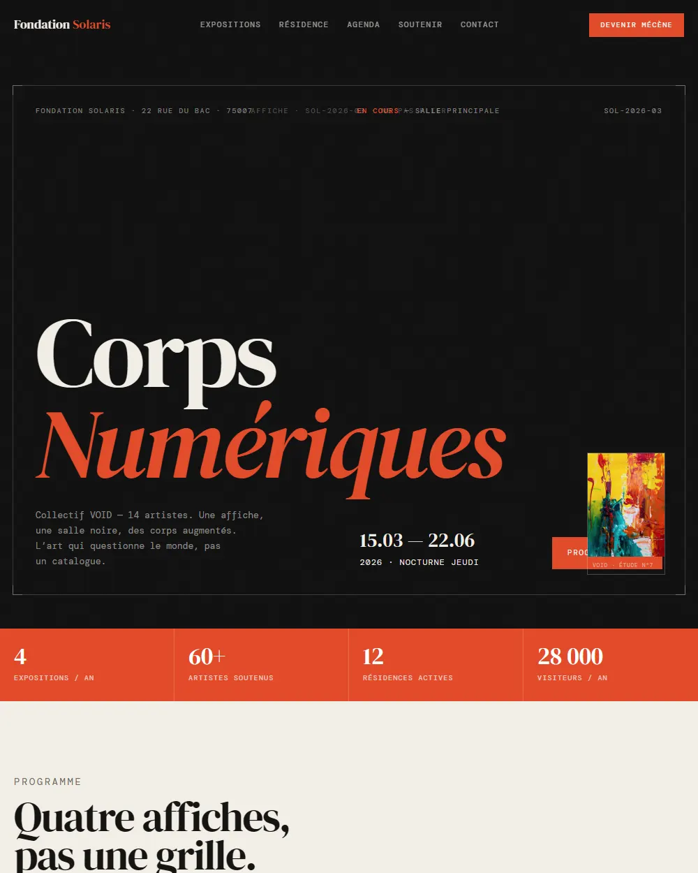 Capture complete du template Fondation Solaris