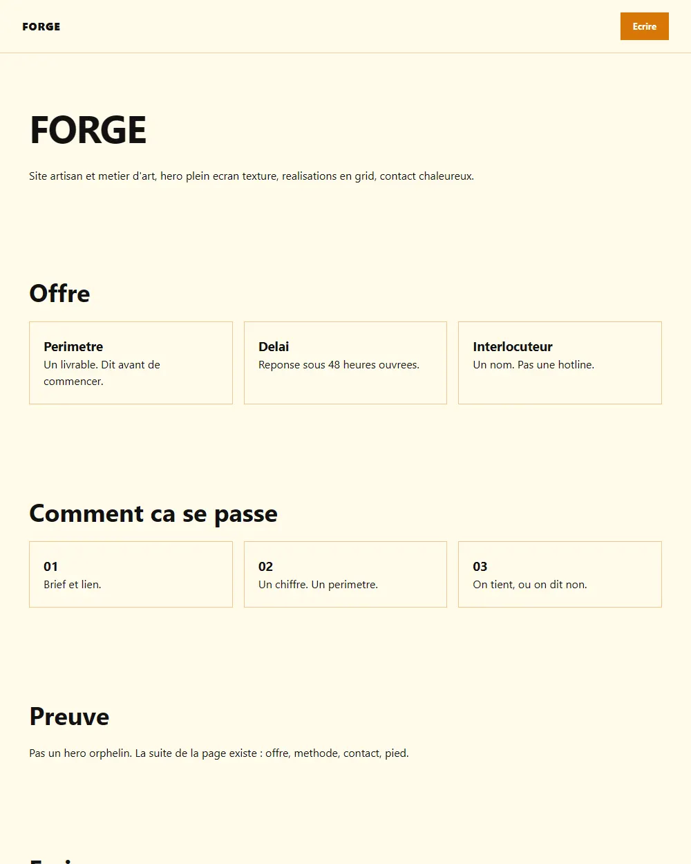 Capture complete du template FORGE