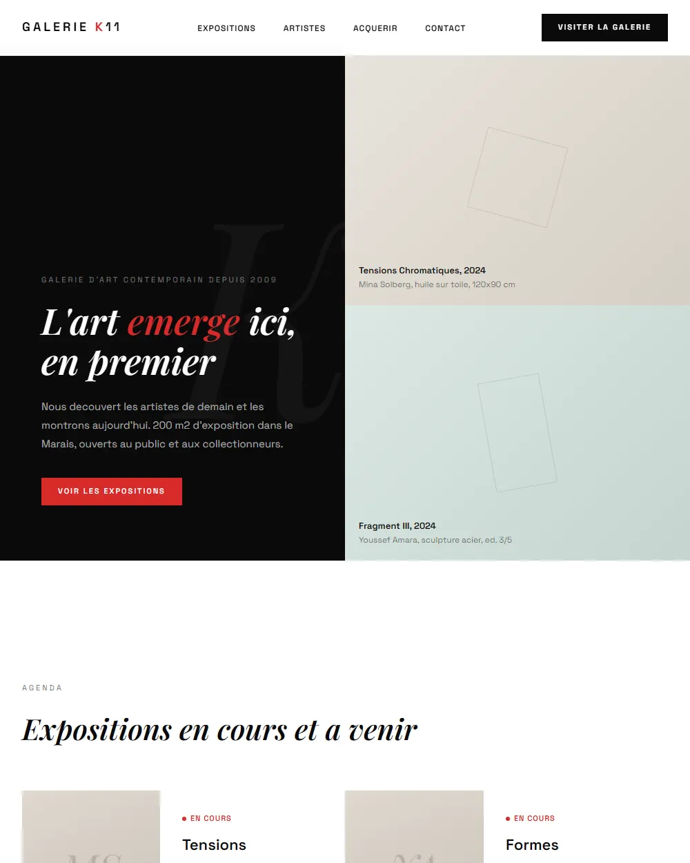 Capture complete du template Galerie Lumiere