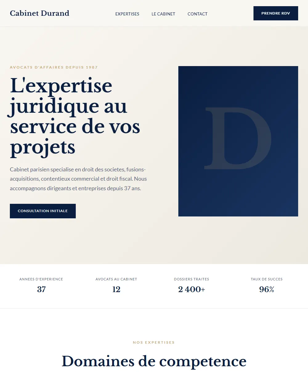 Capture complete du template HERITAGE
