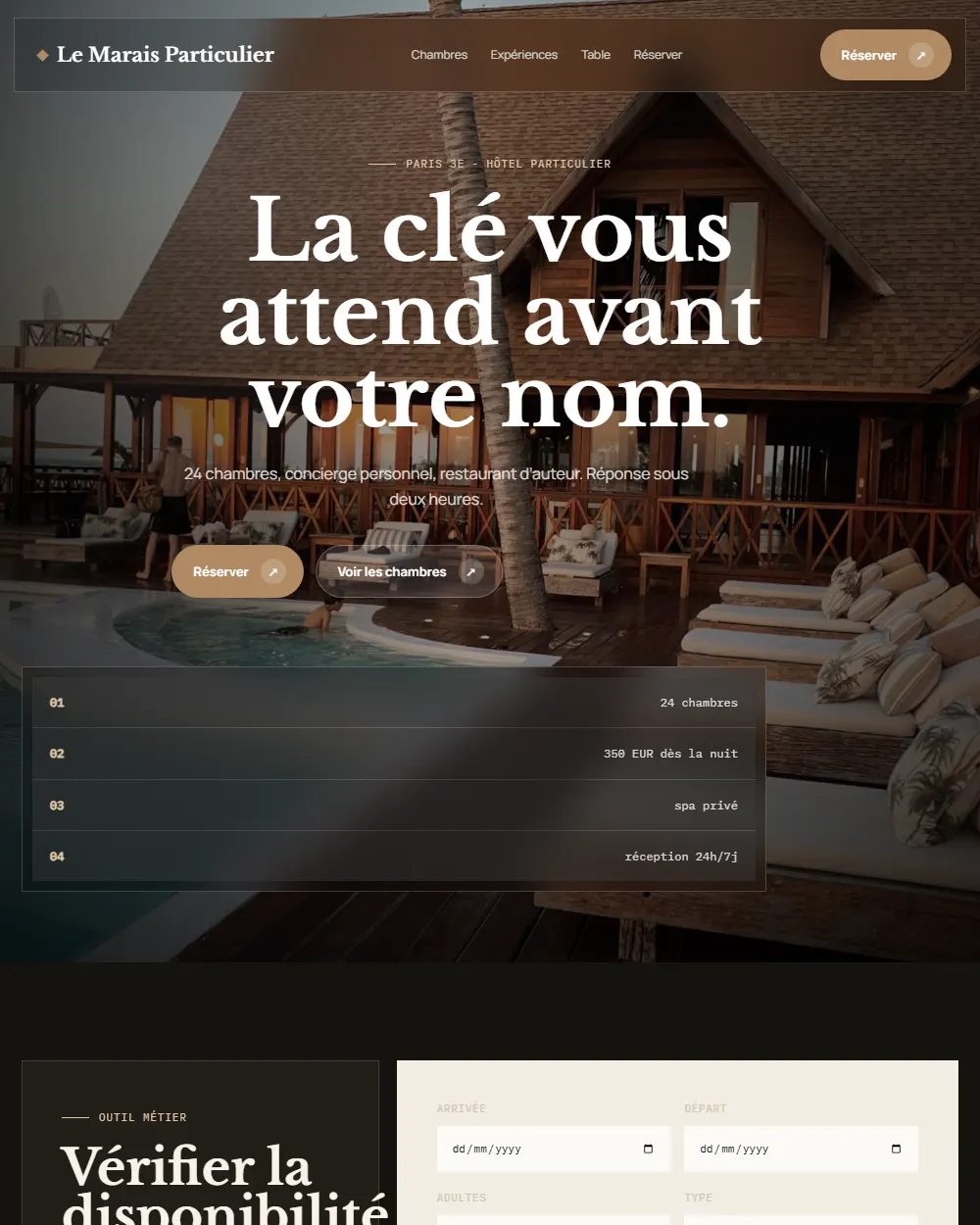 Capture complete du template Le Marais Particulier