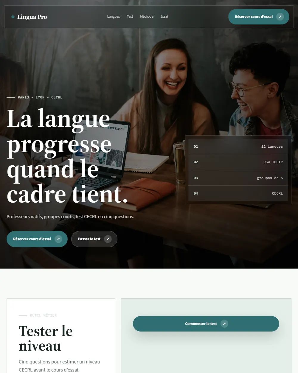 Capture complete du template Lingua Pro