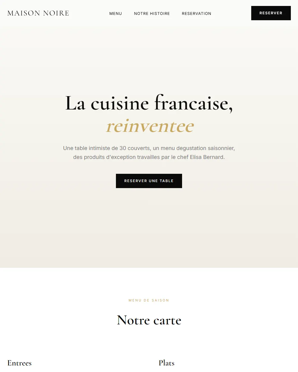 Capture complete du template Maison Noire