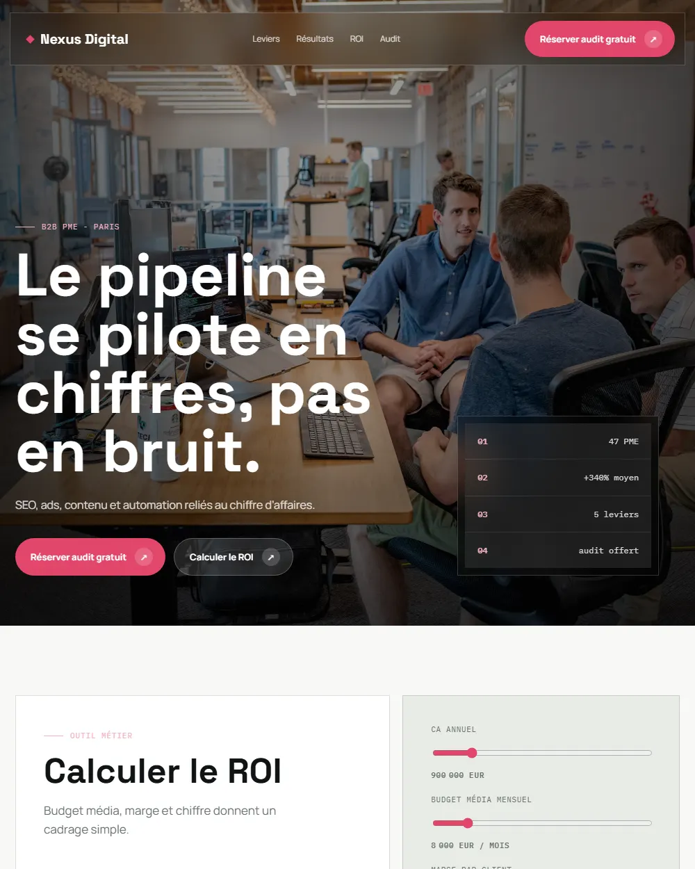 Capture complete du template Nexus Digital Agency