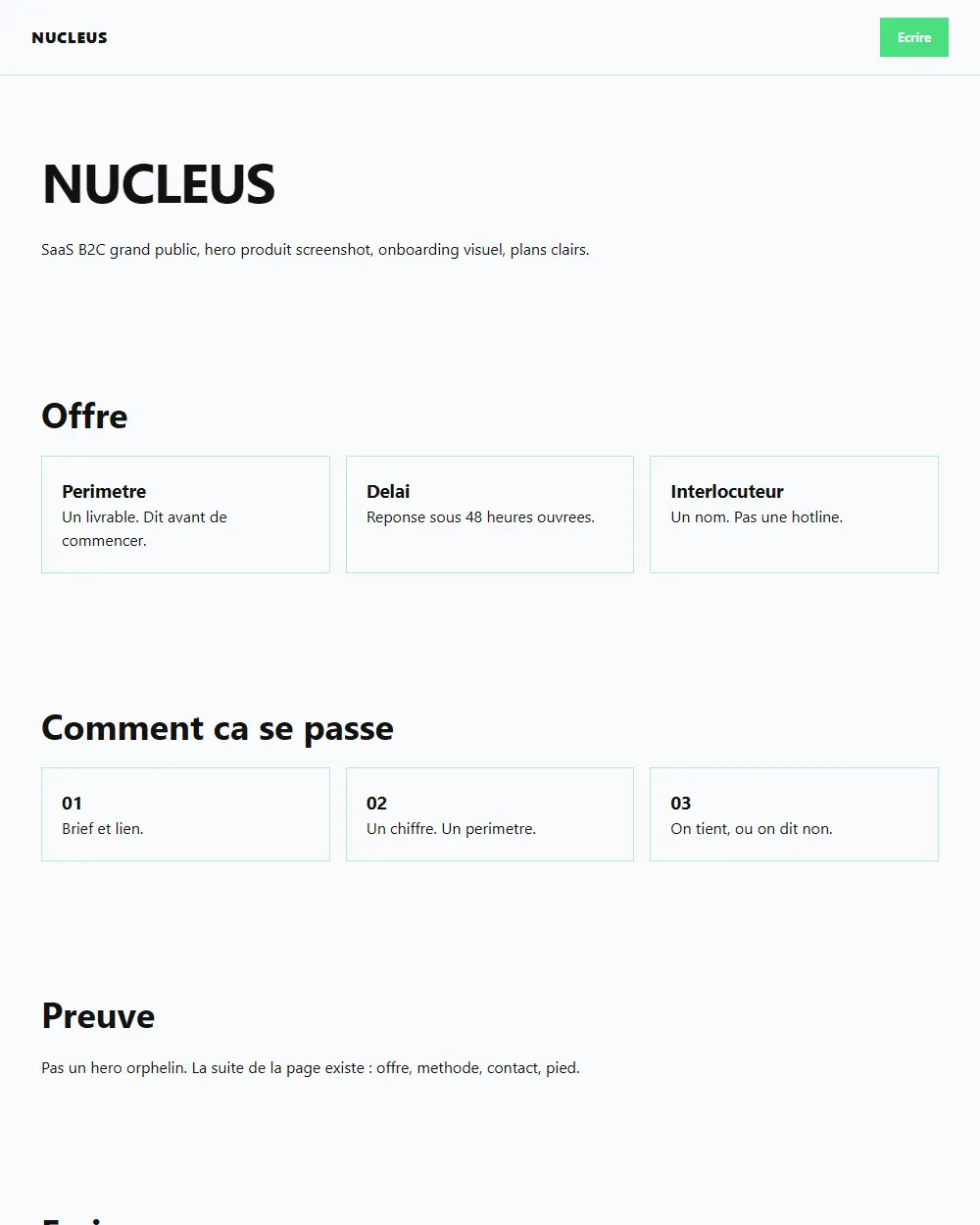 Capture complete du template NUCLEUS