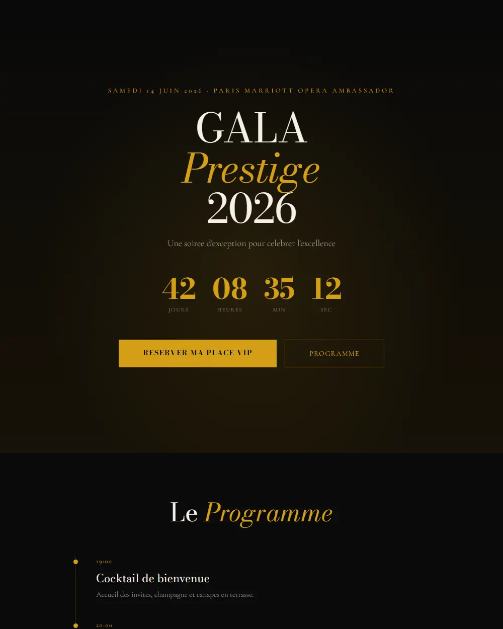 Capture complete du template PRESTIGE