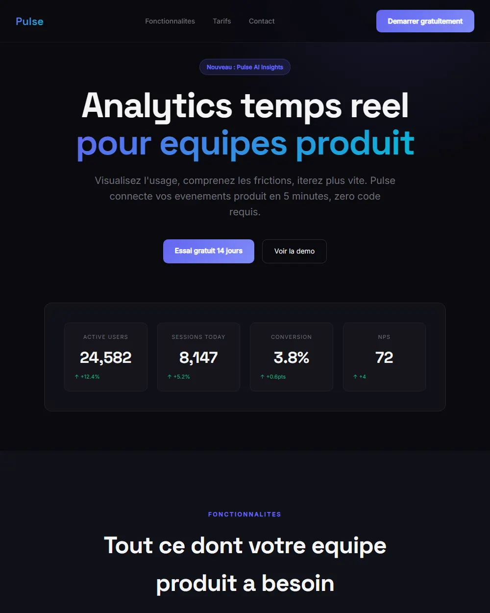 Capture complete du template PULSE