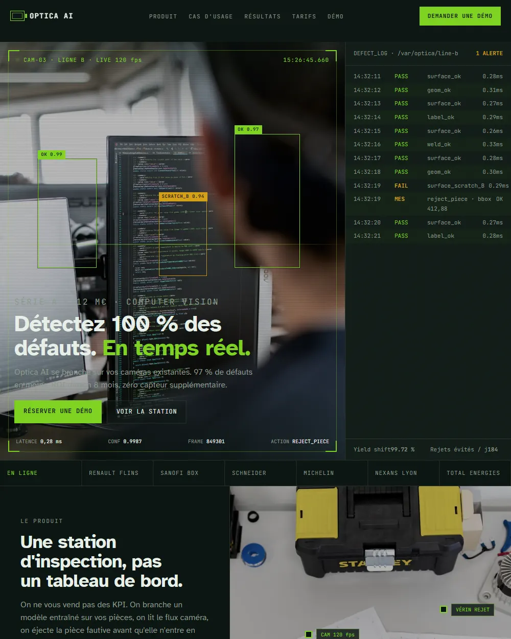 Capture complete du template Optica AI