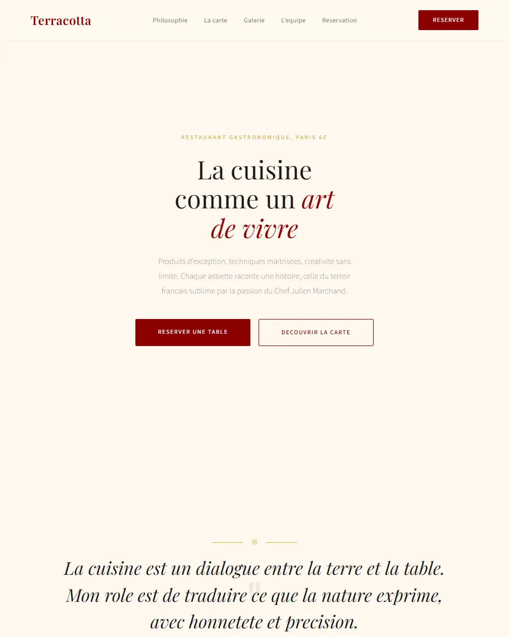 Capture complete du template TERRACOTTA