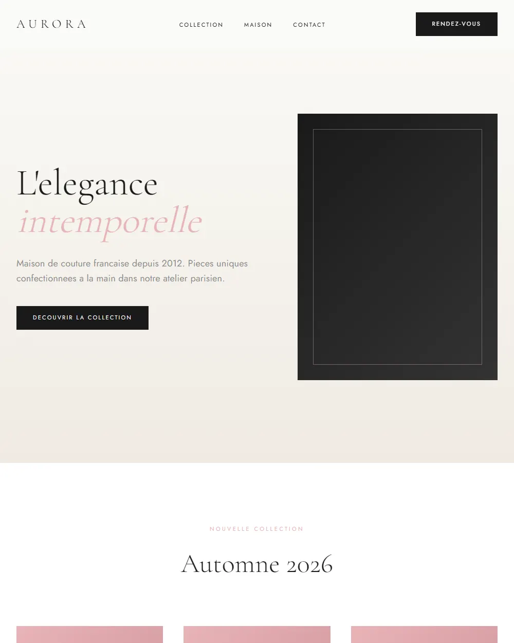 Capture complete du template AURORA V8