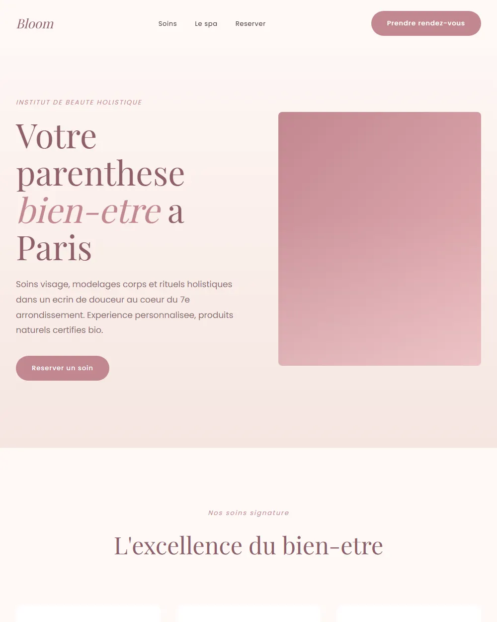Capture complete du template BLOOM V8