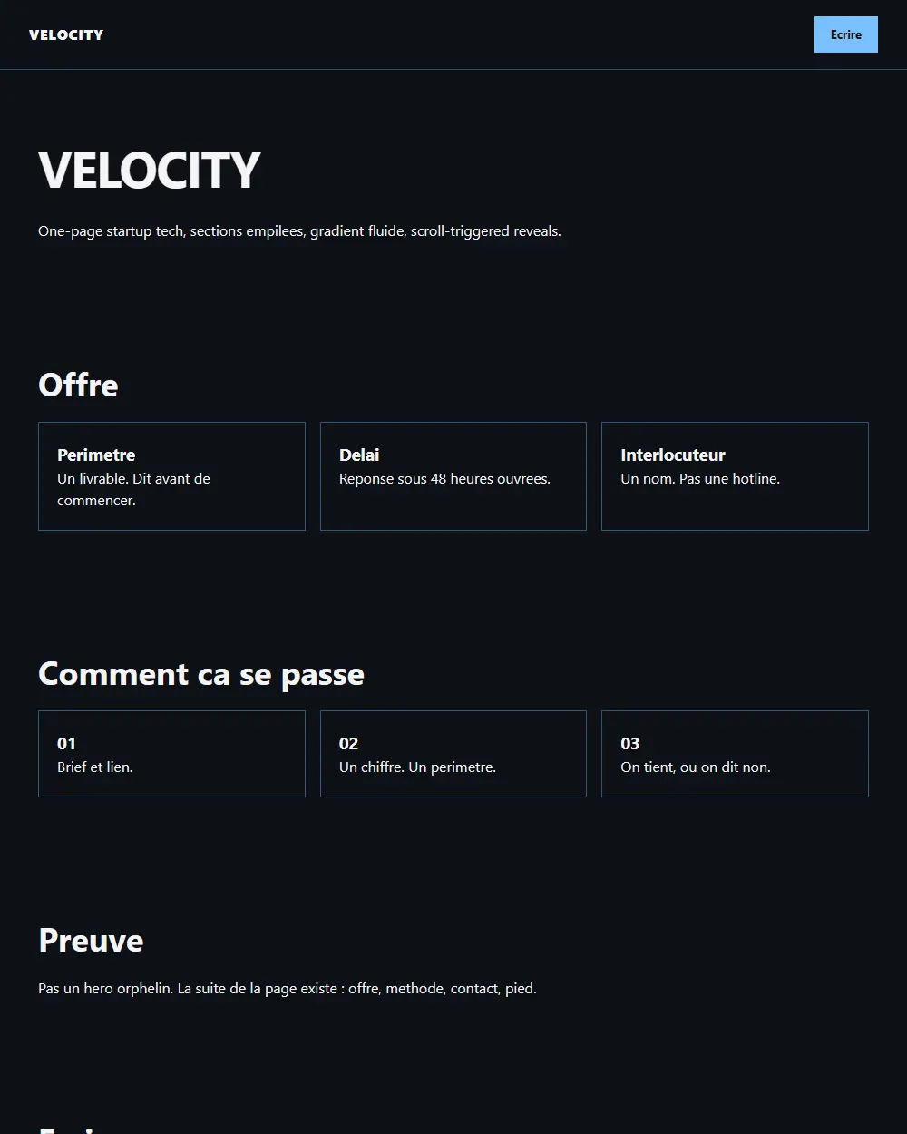 Capture complete du template VELOCITY