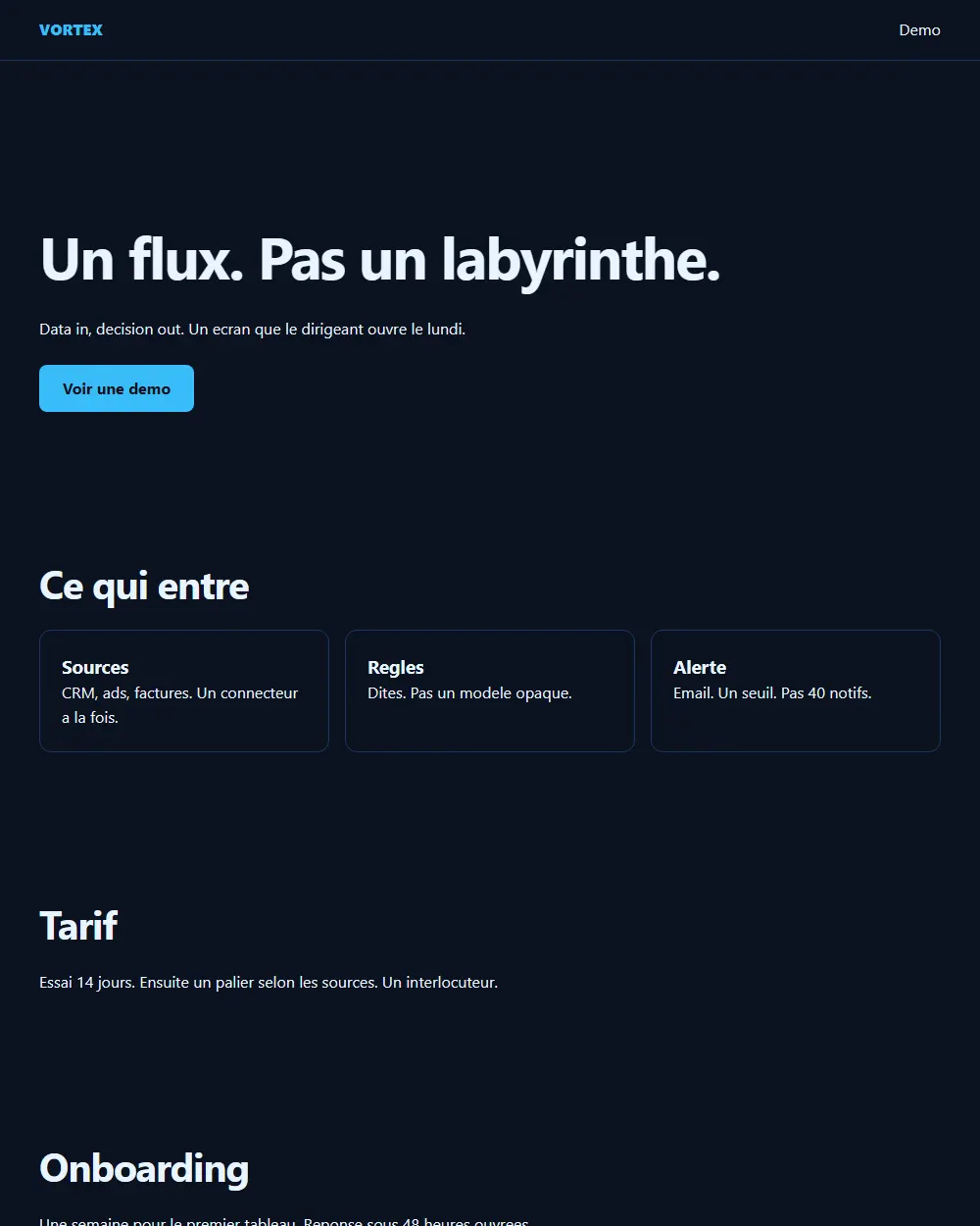 Capture complete du template VORTEX